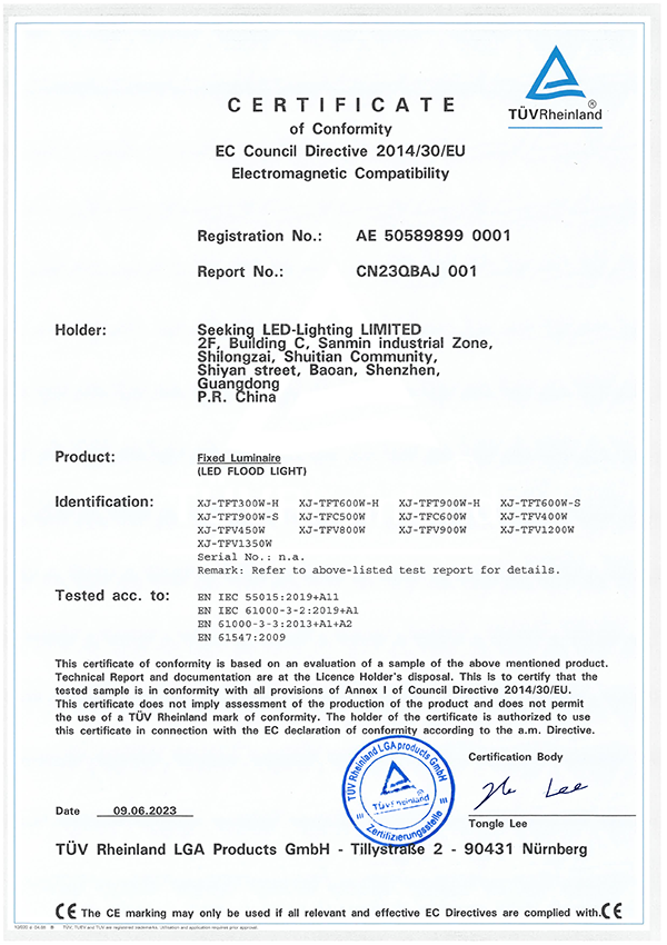 SEEKING LED-Lighting Products Certifications