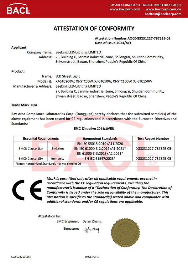SEEKING LED-Lighting Products Certifications