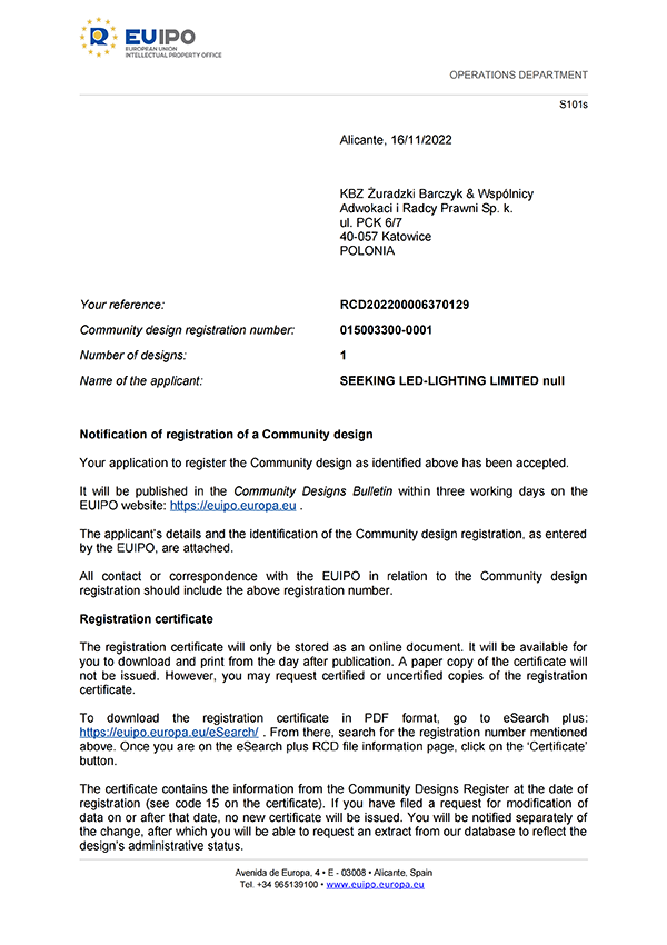 SEEKING LED-Lighting Products Certifications
