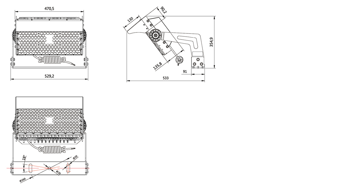 TFC SERIES (CAPRICORN) Sport Stadium Light Dimension