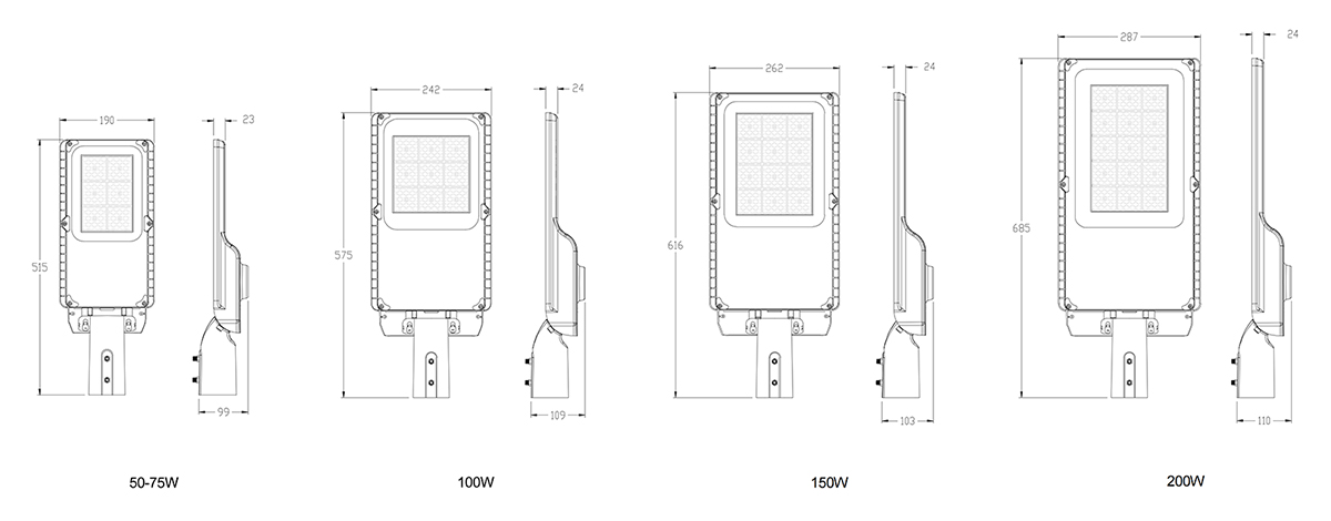 STB SERIES LED Street Light Dimension