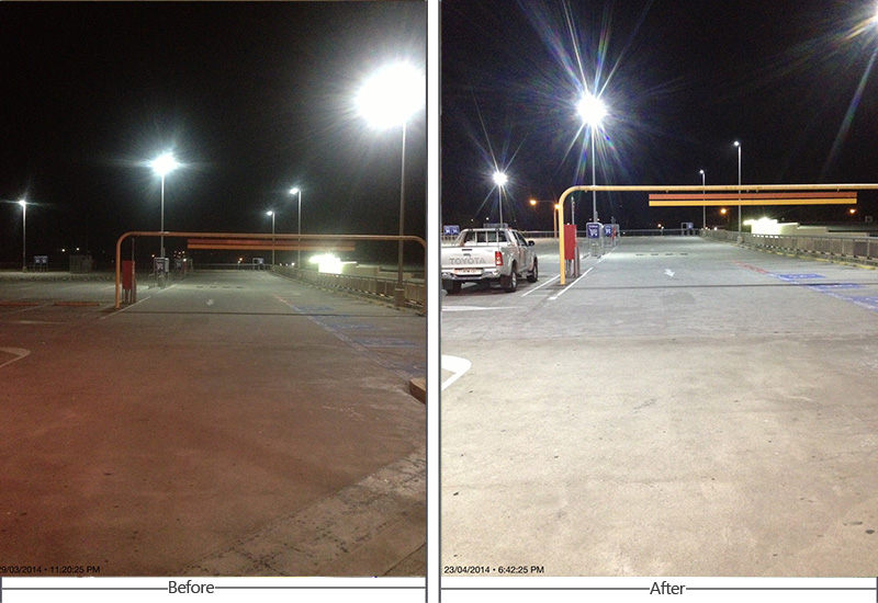 XJ-FL100W Flood Light in Australian Parking Lot